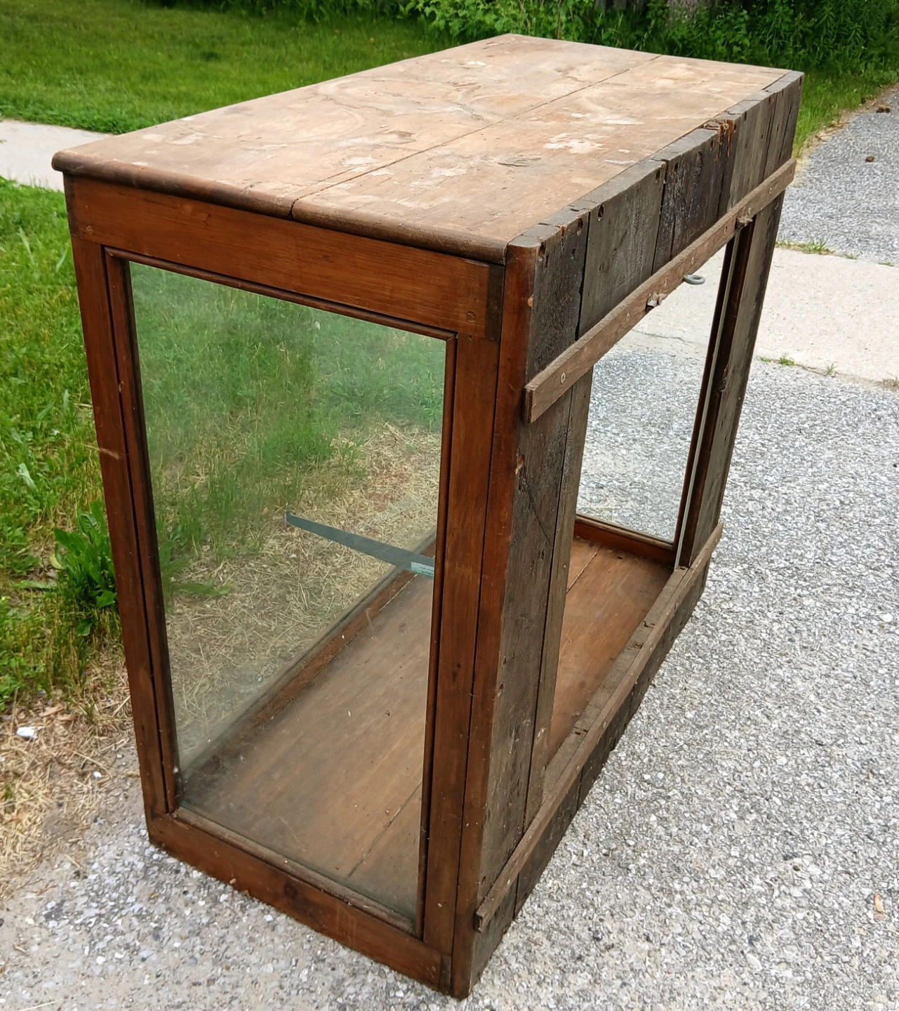 Antique Wooden Display Case with Glass - photo 2