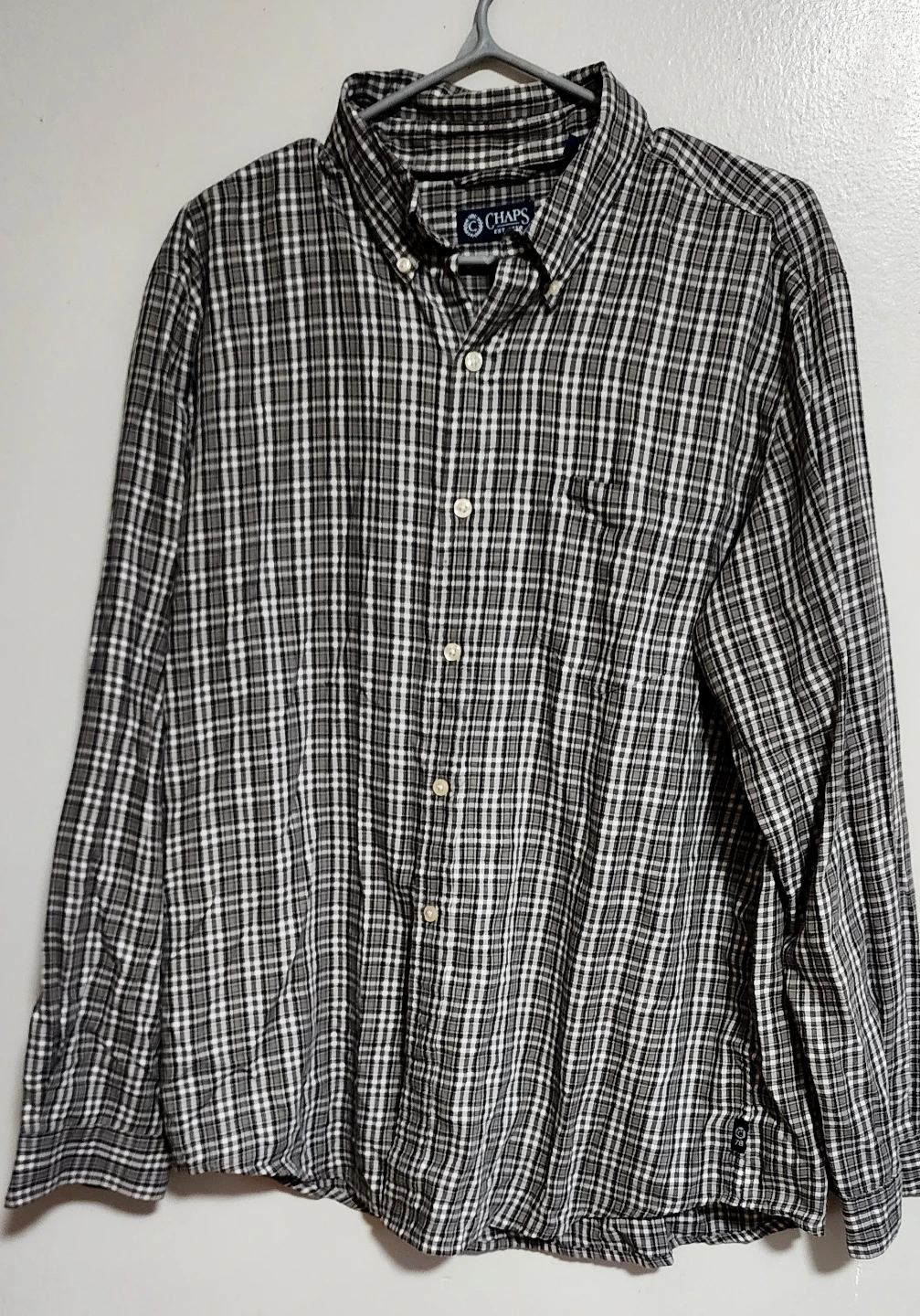 Chaps Plaid Long Sleeve Button-Up Shirt - Large