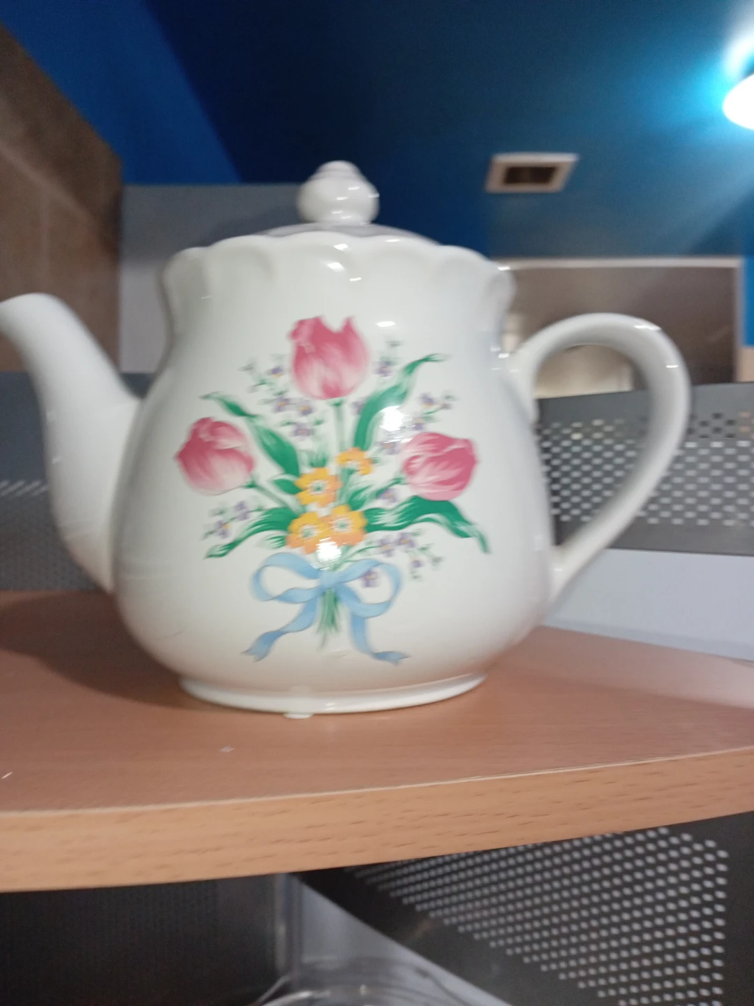 White Teapot with Floral Design