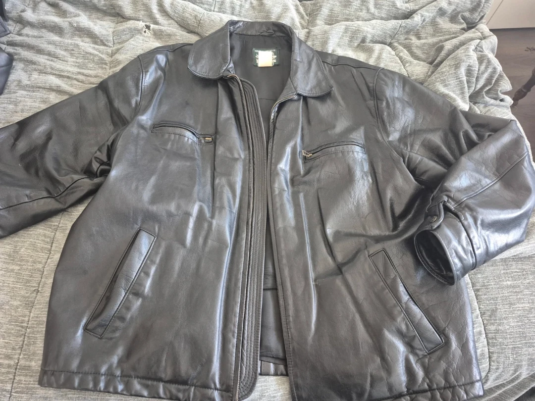 Roots Black Leather Jacket XL/TG