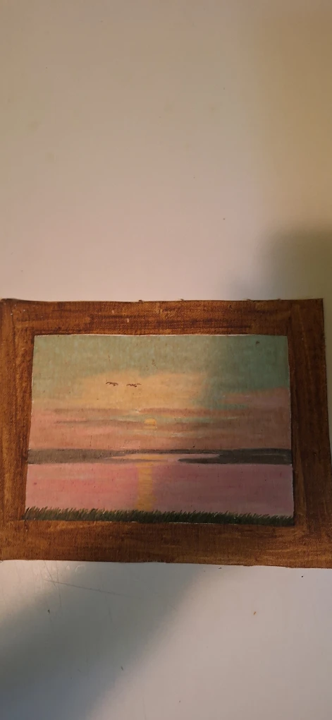 Framed Sunset Landscape Painting - photo 2