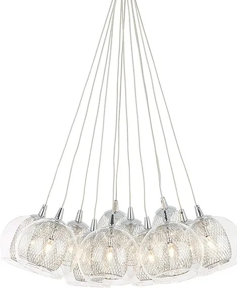 Chrome Pendant Light with Clear Glass Shades