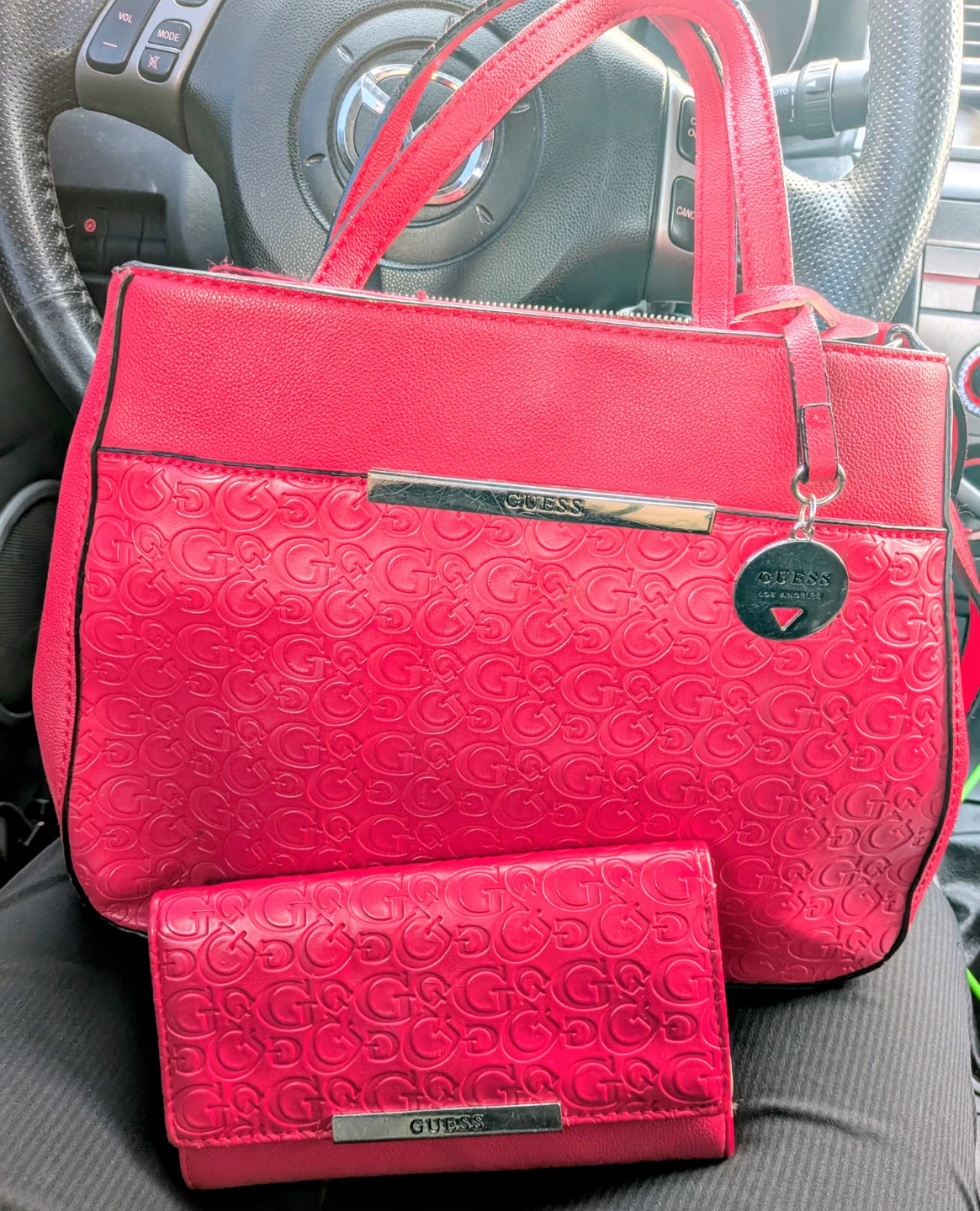 Guess Red Handbag and Wallet Set