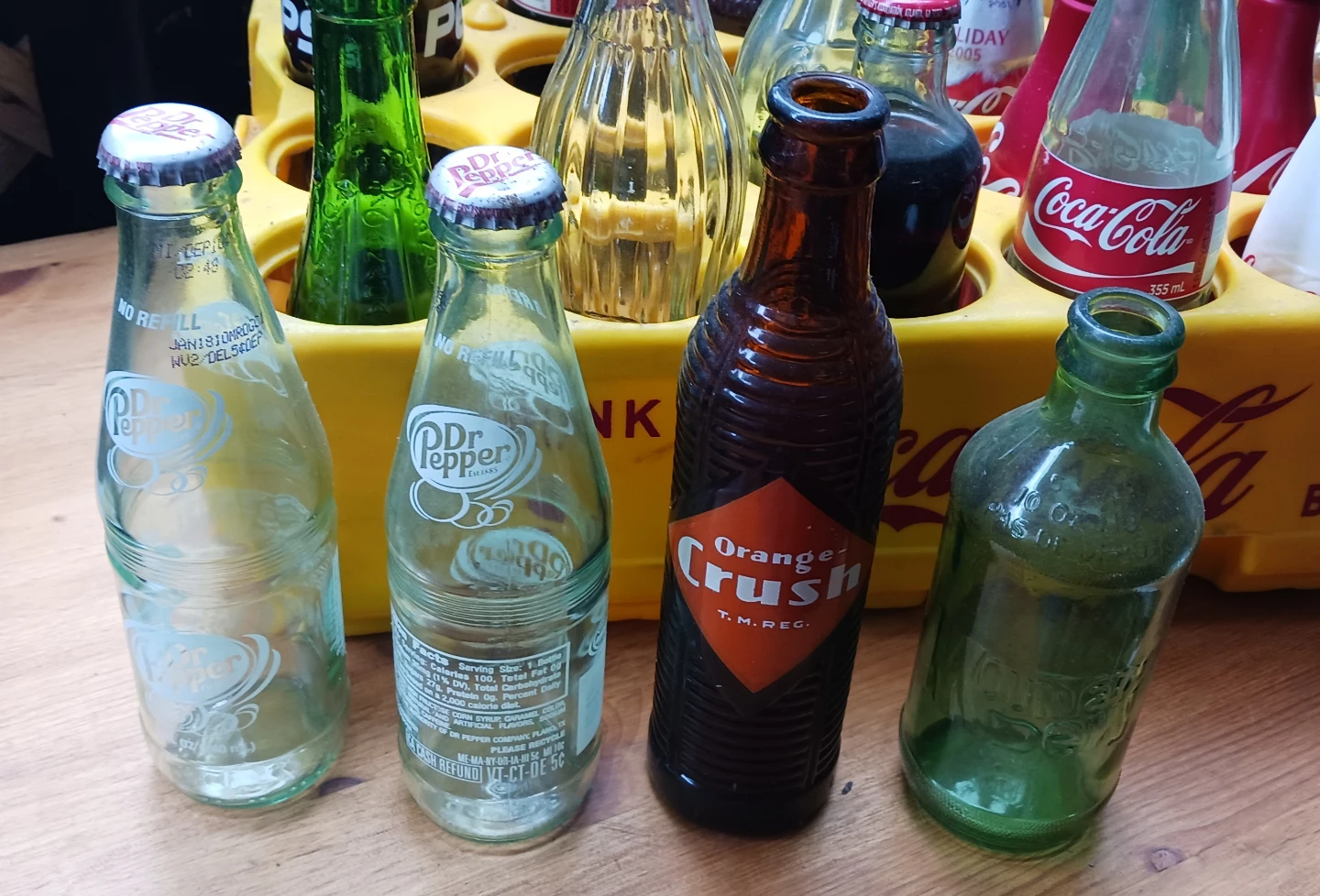 Collection of vintage soda bottles and crate - photo 3
