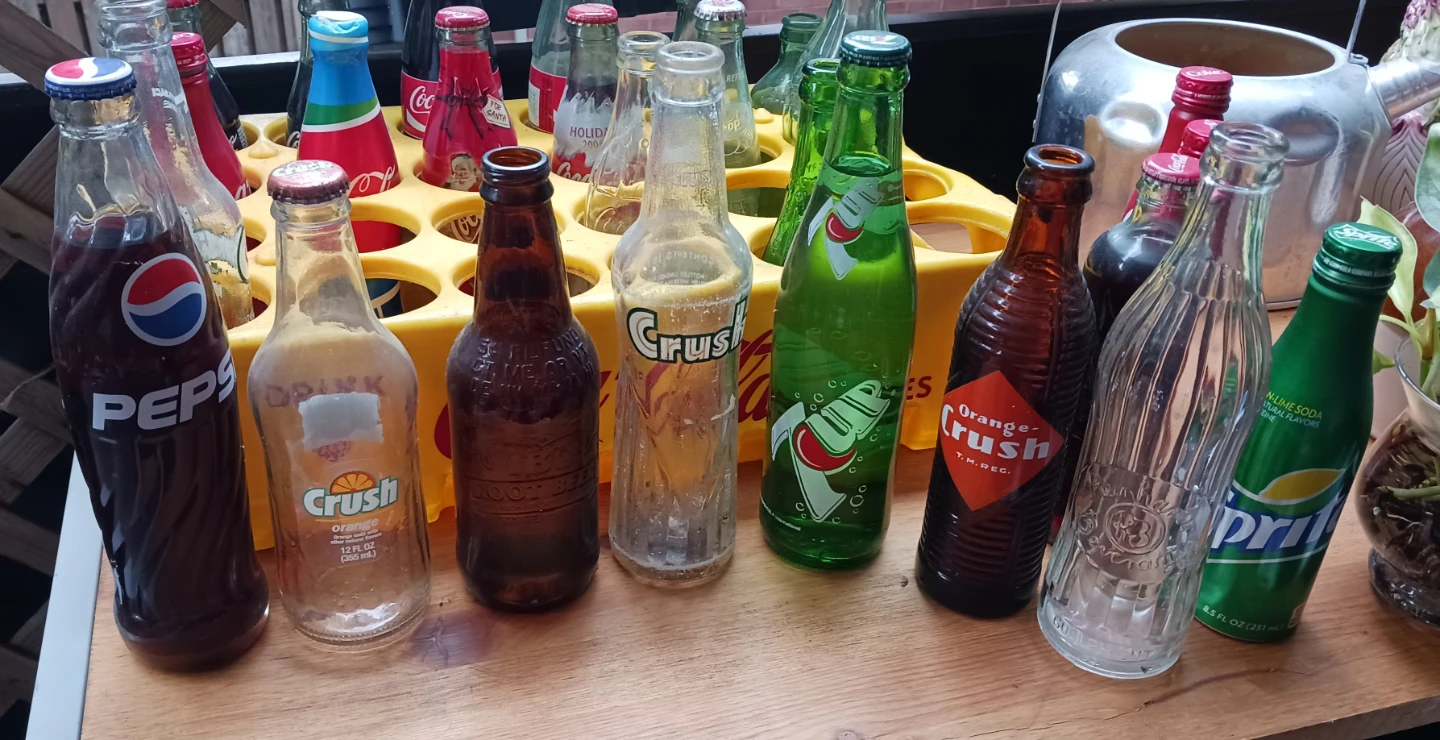 Collection of vintage soda bottles and crate - photo 5