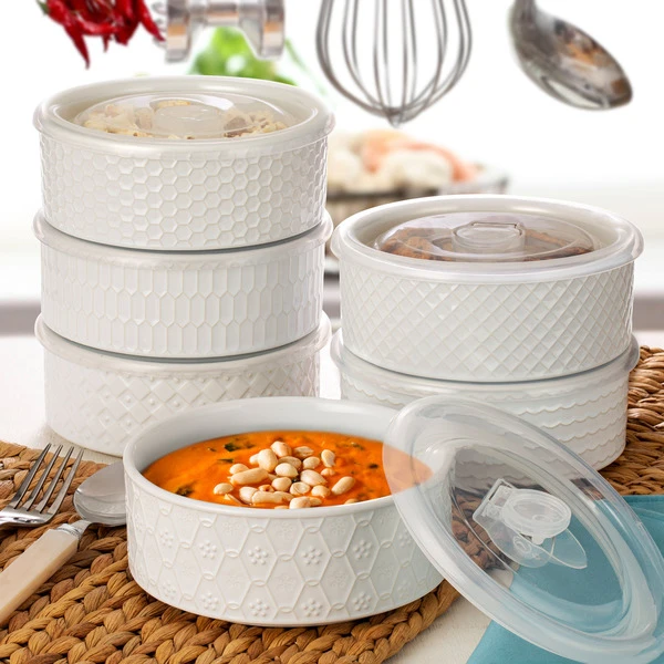 Set of Ceramic Food Storage Bowls with Lids - photo 2