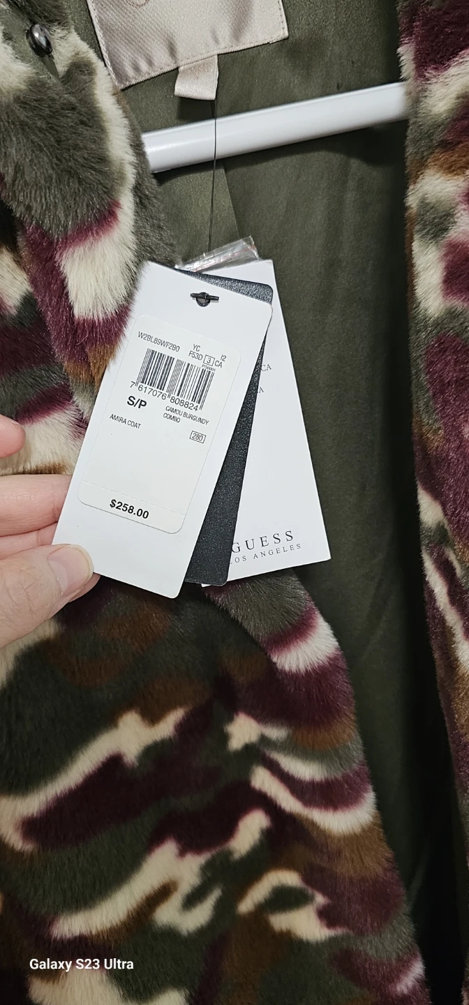 Guess Faux Fur Camo Print Coat