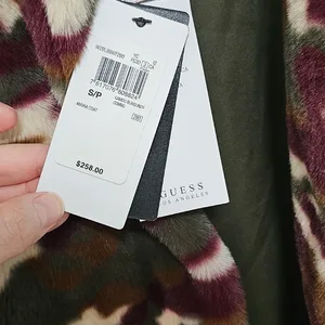 Guess Faux Fur Camo Print Coat