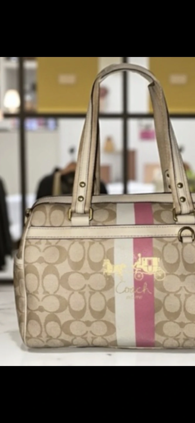 Coach Monogram Stripe Satchel Handbag - photo 5