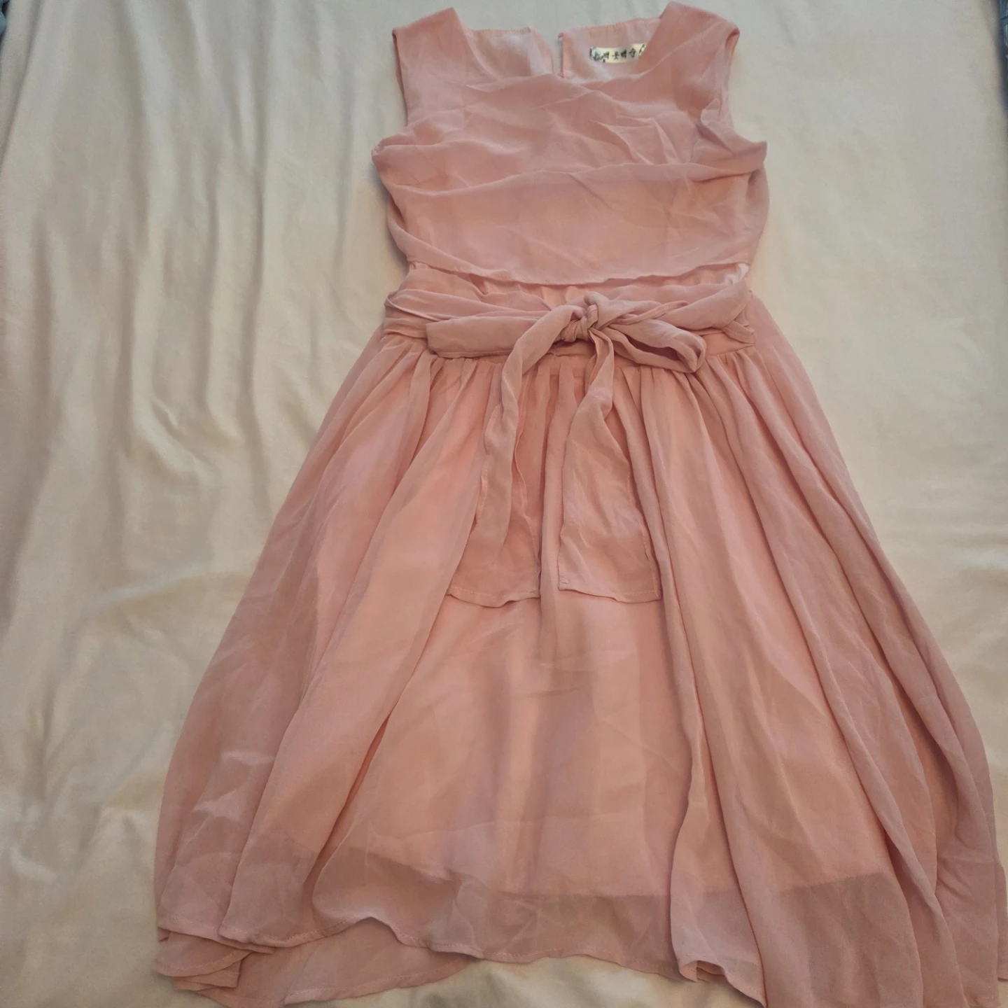 Pink Chiffon Dress with Bow