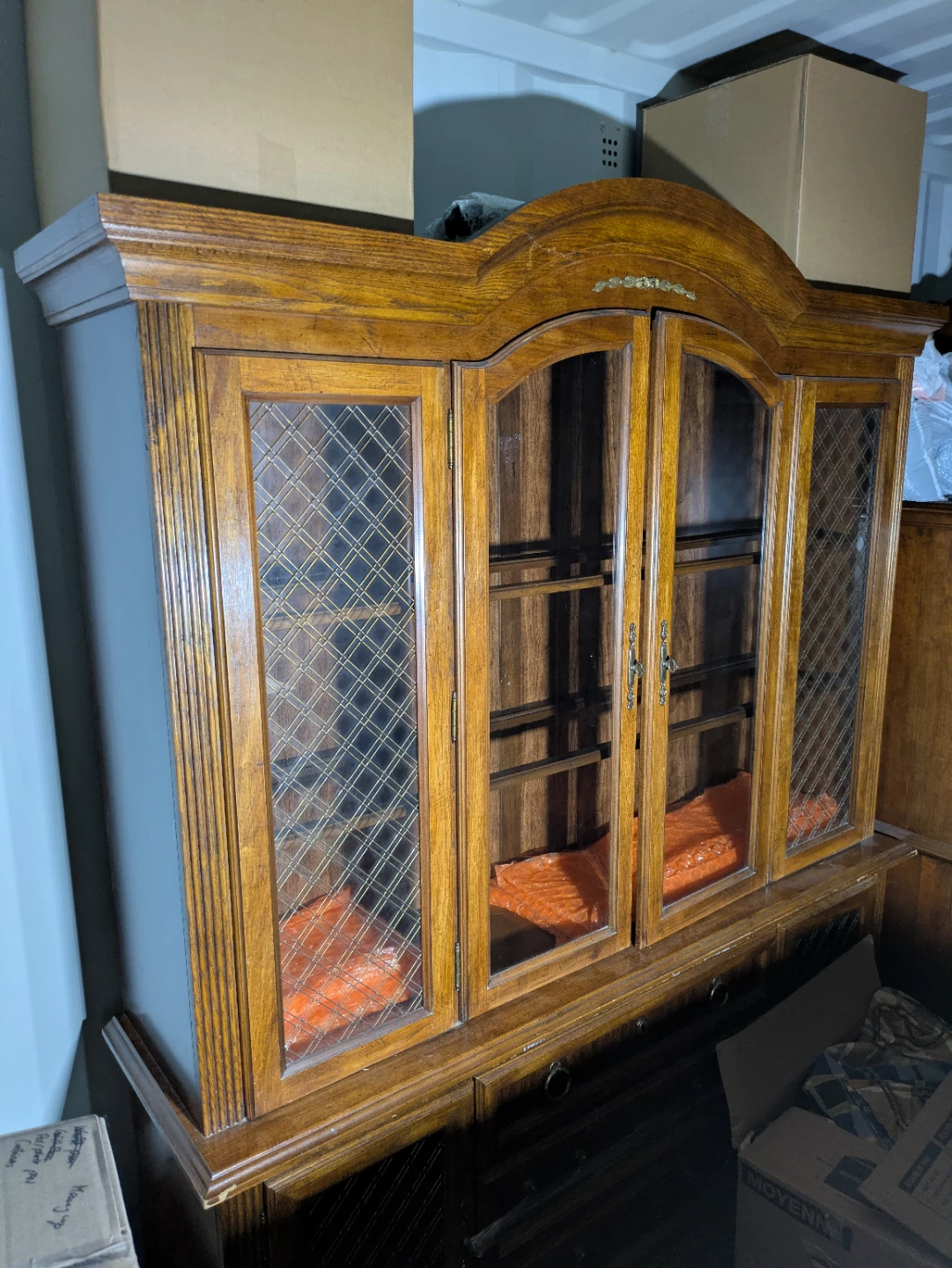 Wooden China Cabinet with Glass Doors
