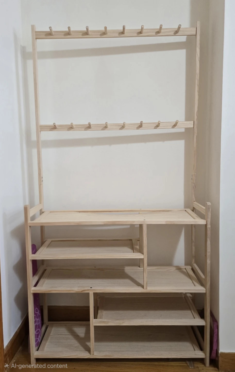 Wooden Garment Rack with Shelves
