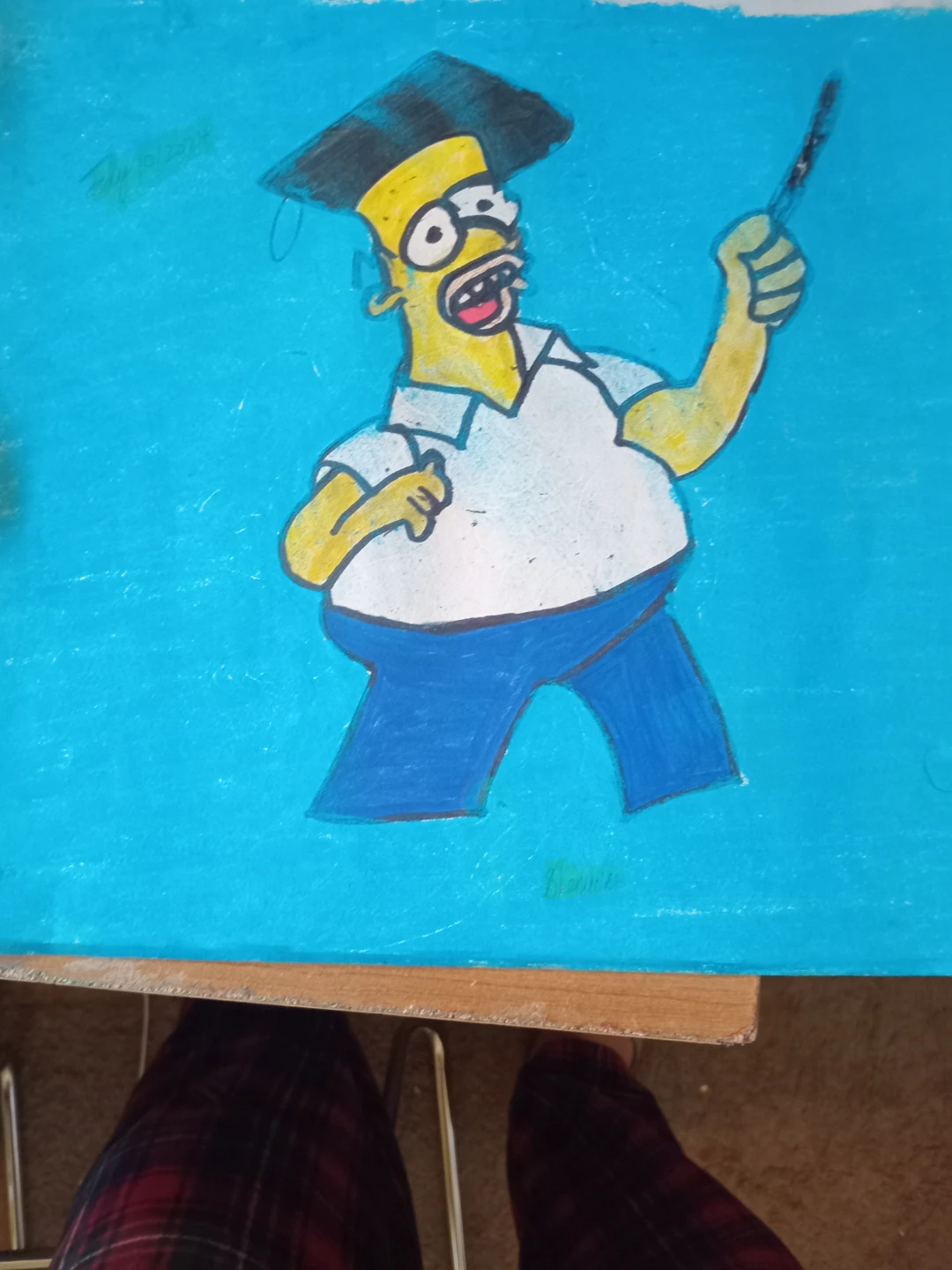 Homer Simpson with Light Blue Background Drawing - photo 2