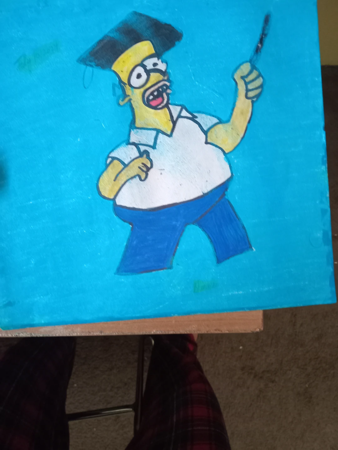 Homer Simpson with Light Blue Background Drawing - photo 3