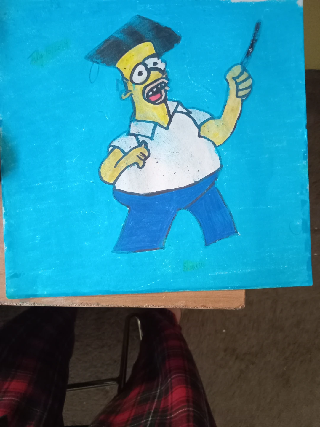 Homer Simpson with Light Blue Background Drawing - photo 4