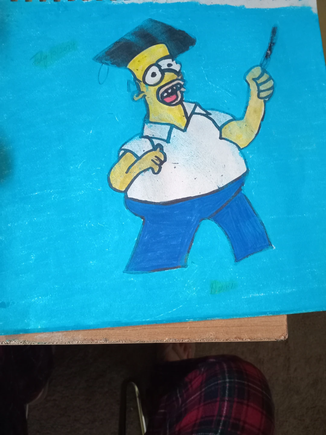 Homer Simpson with Light Blue Background Drawing - photo 5