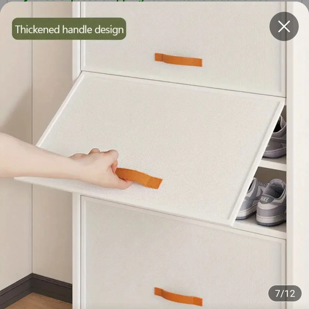 White 6-Tier Shoe Cabinet with Flip Doors - photo 5