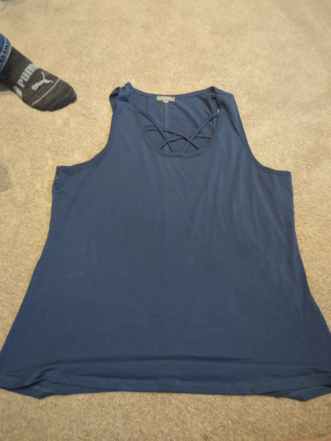 Navy Blue Criss-Cross Neck Tank Top XL