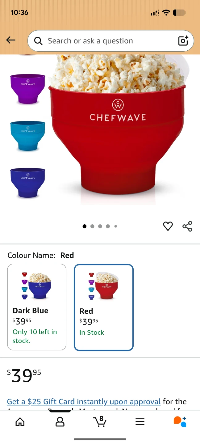 ChefWave Microwave Popcorn Popper Bowl - Red