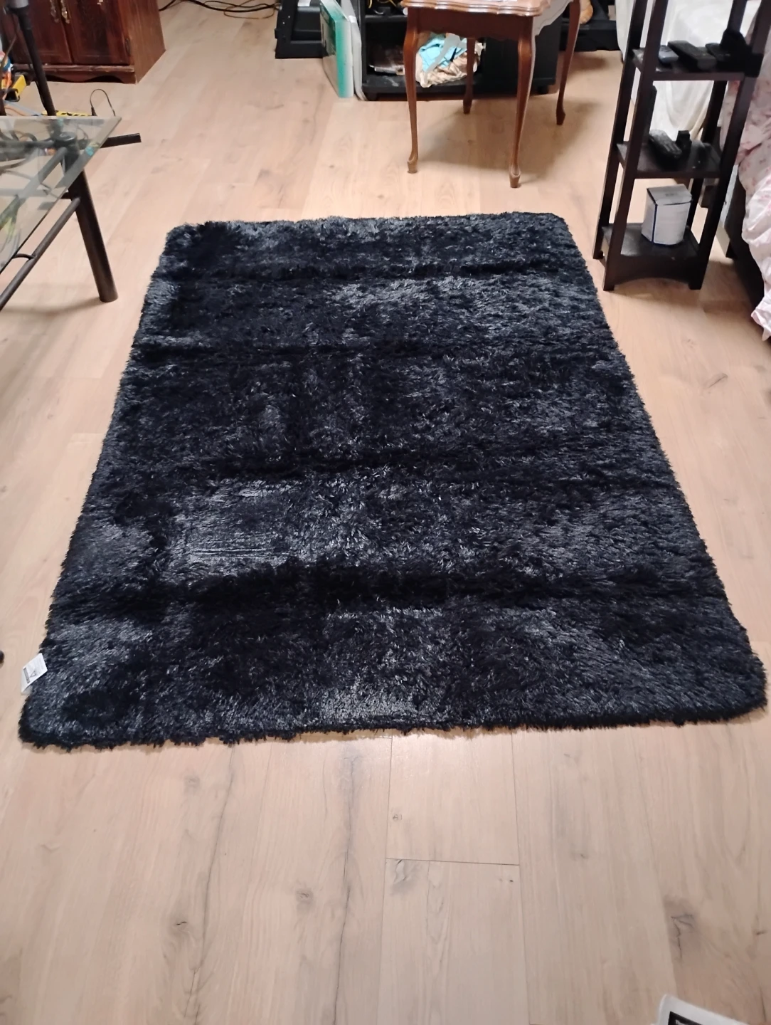 Black Shag Area Rug for Living Room / Bedroom