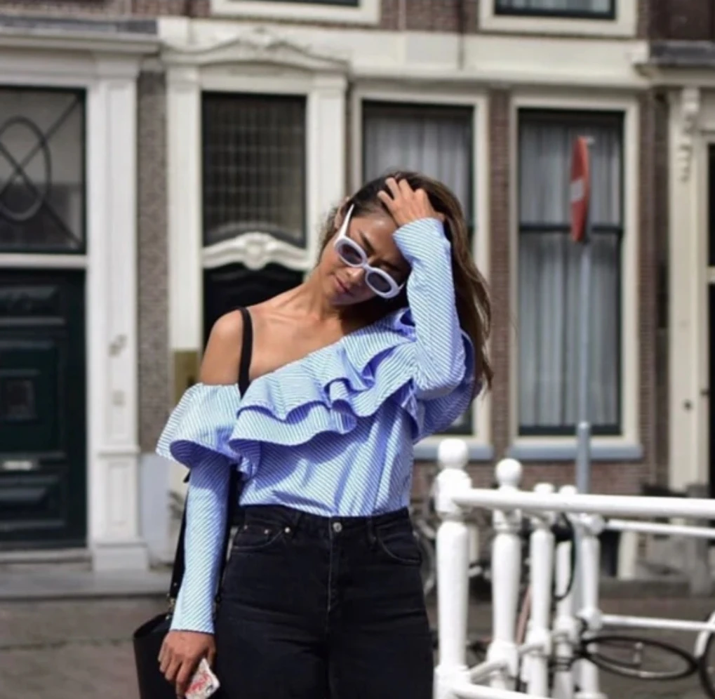 Off shoulder striped blouse - photo 3
