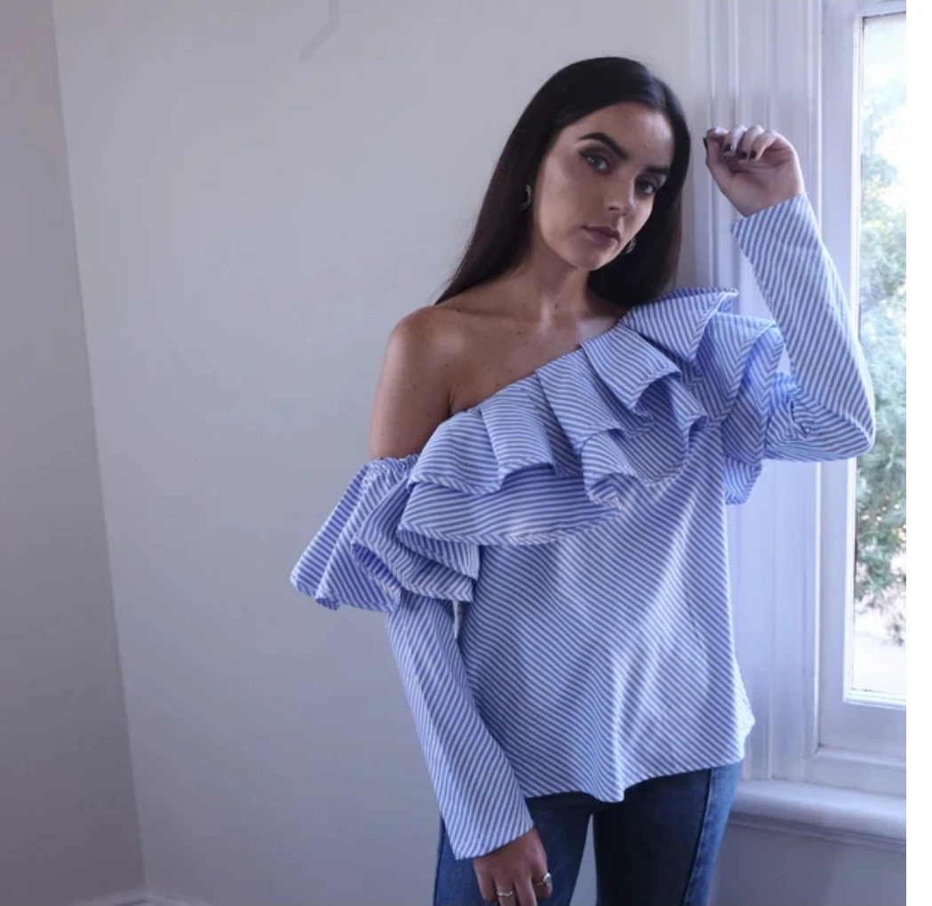 Off shoulder striped blouse - photo 4