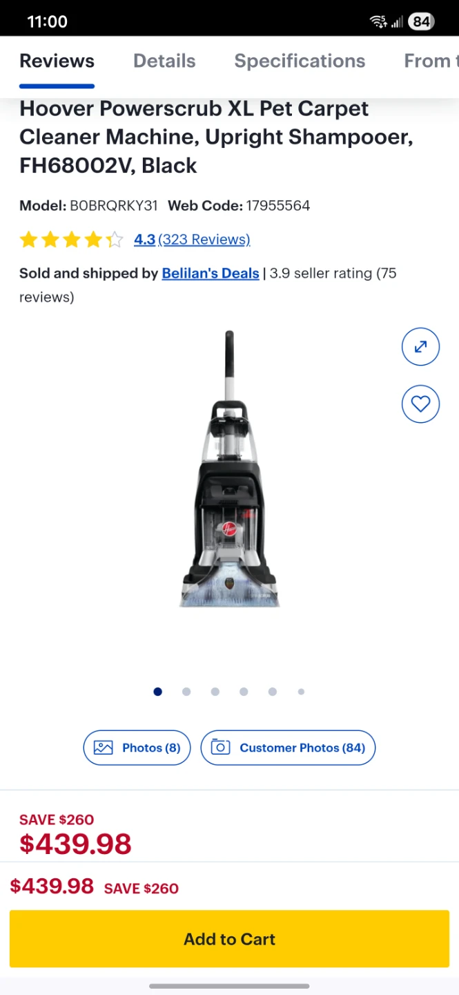 Hoover Powerscrub XL Pet Carpet Cleaner Machine
