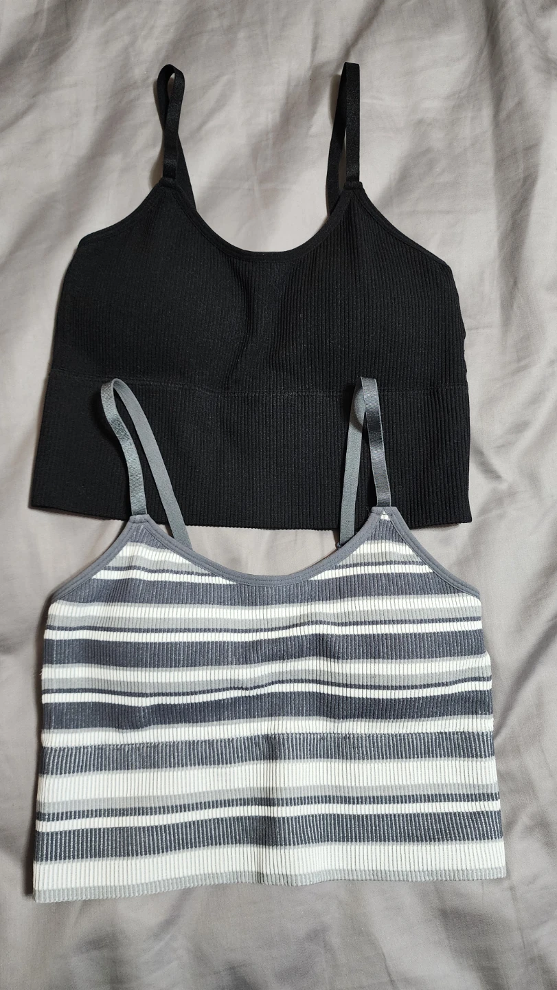 Skinnygirl Ribbed Bralettes - Black & Striped M - photo 2