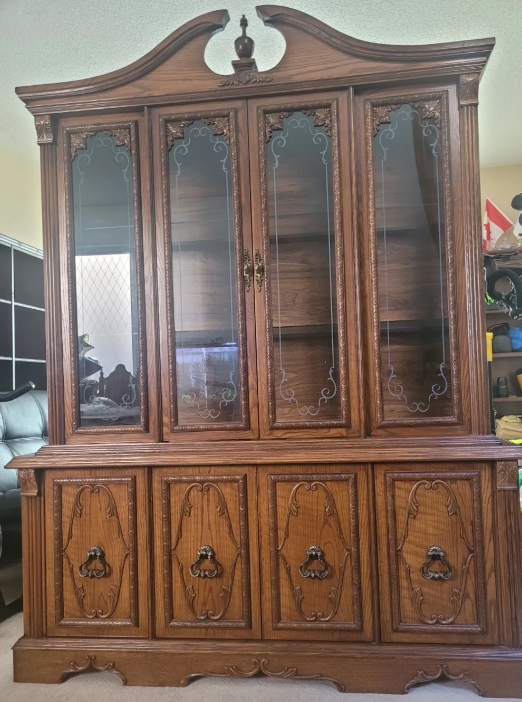 Wooden China Cabinet with Glass Doors