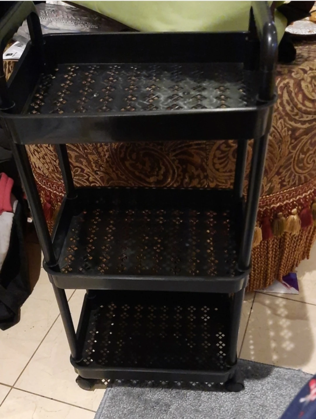 Black 3-Tier Rolling Utility Cart New assembled