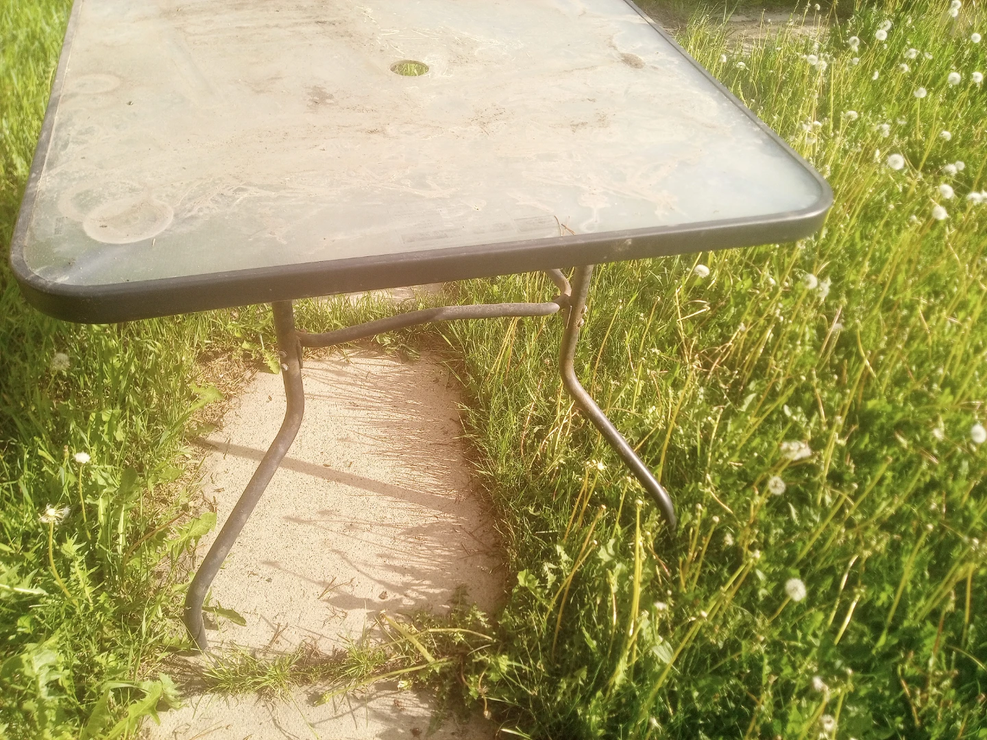 Square Glass Top Patio Table with Metal Frame