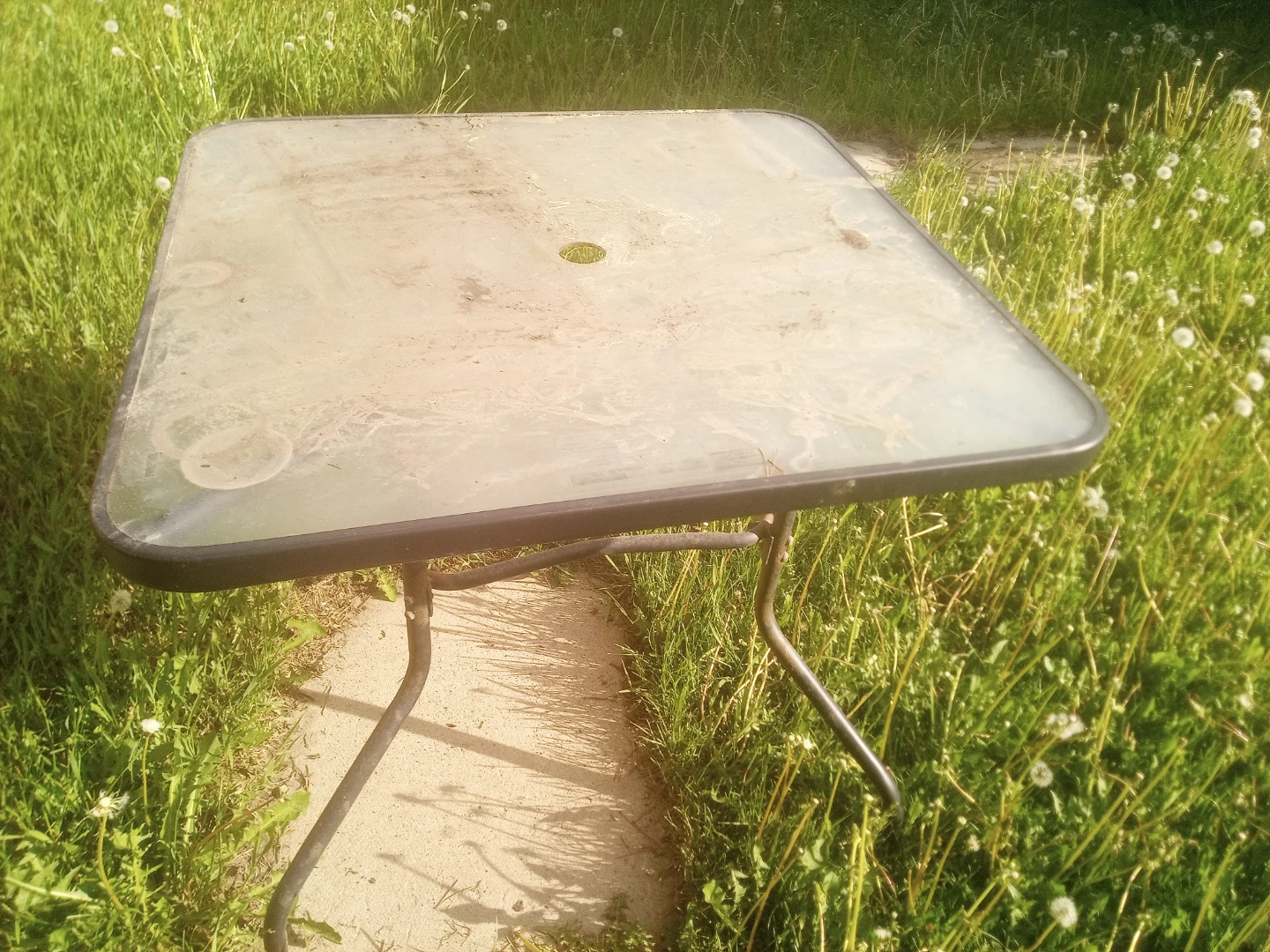 Square Glass Top Patio Table with Metal Frame - photo 2