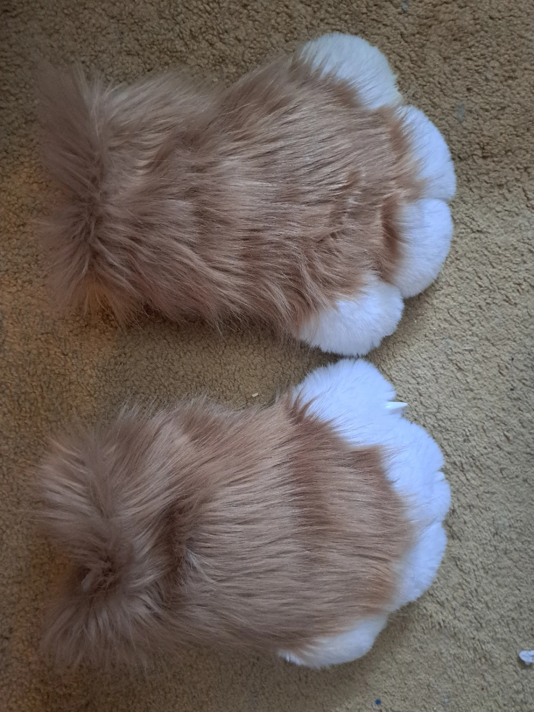 Furry Paw Mittens - Brown & White with Pink Pads - photo 2