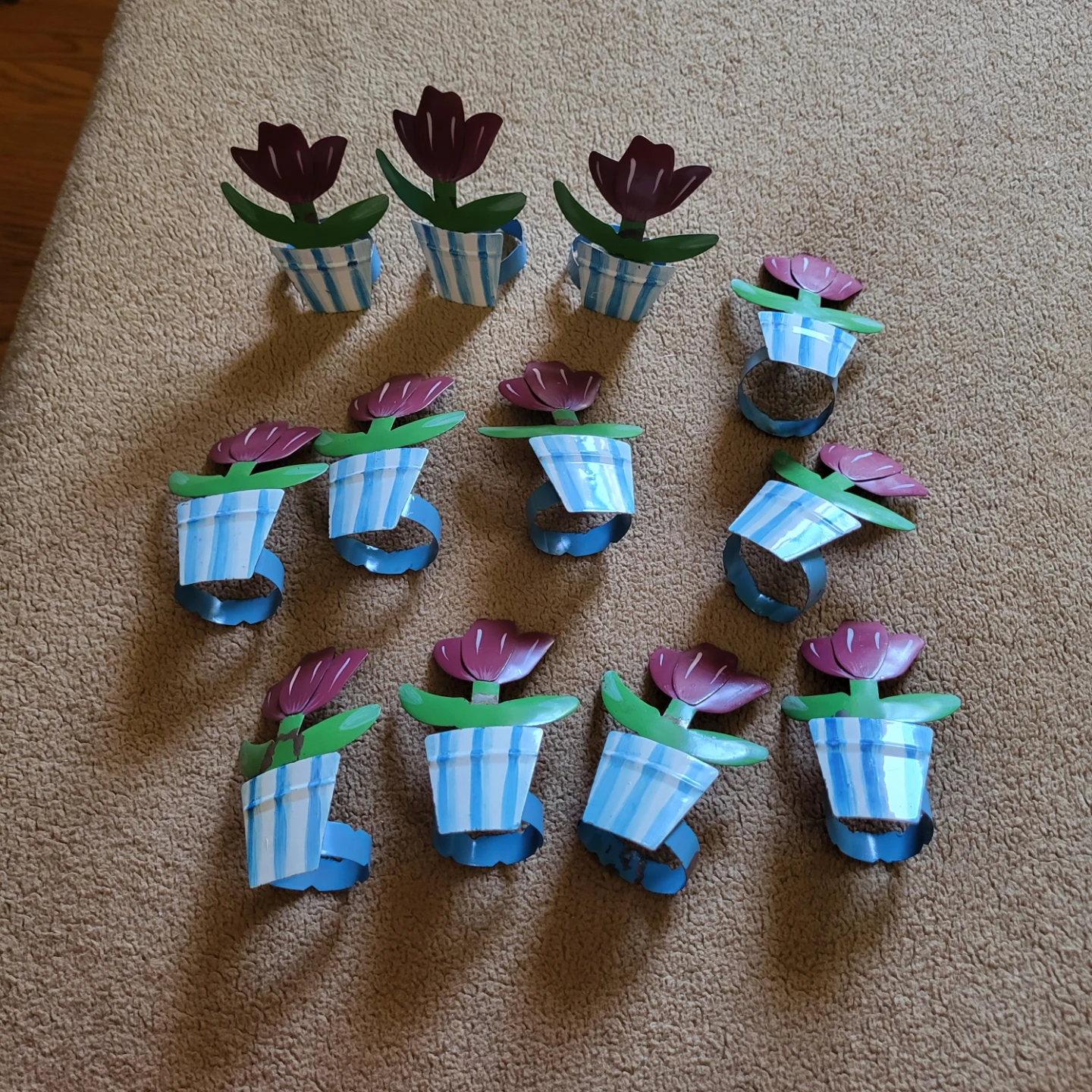 Set of 12 Blue Flower Napkin Rings