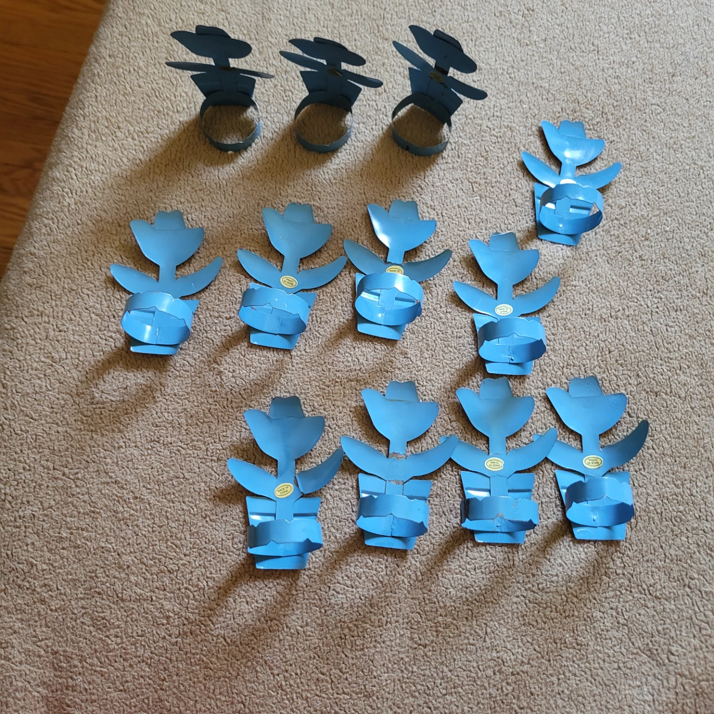 Set of 12 Blue Flower Napkin Rings - photo 2