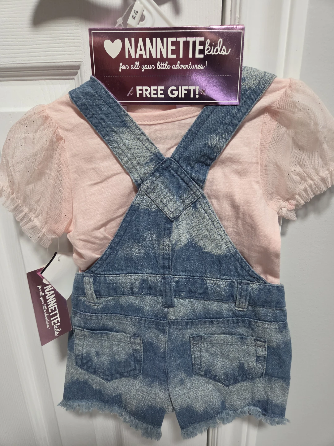 Nannette Kids Baby Girls 2-Piece Set Overalls & Top - photo 3