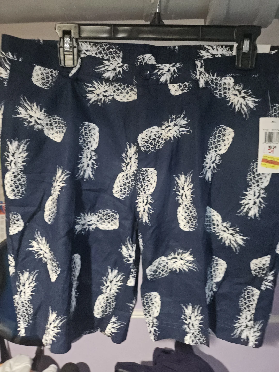 Paisley Gray Navy Pineapple Print Shorts