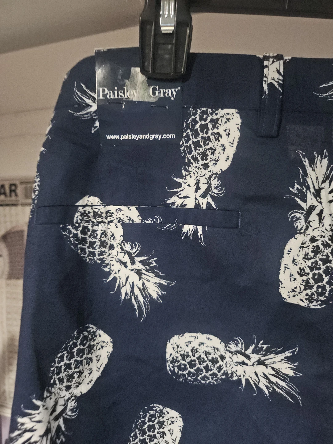 Paisley Gray Navy Pineapple Print Shorts - photo 5