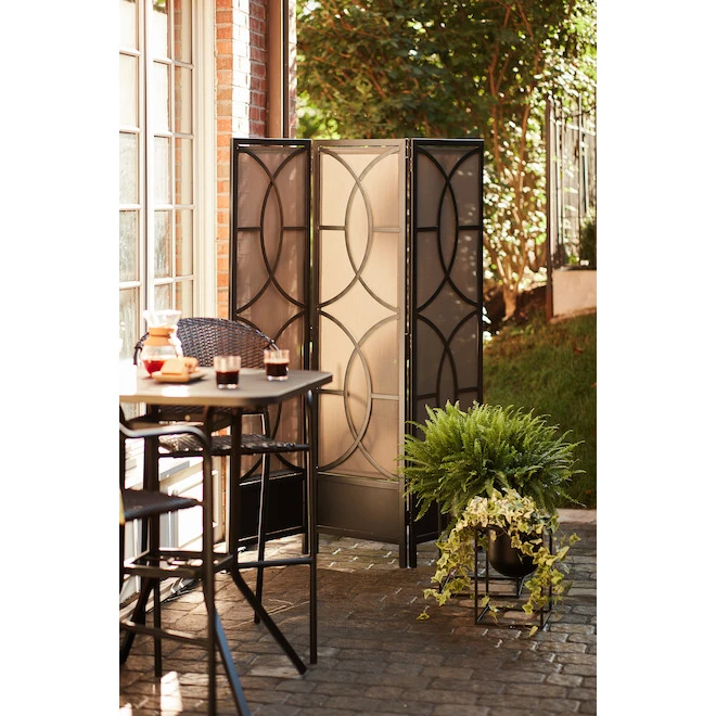 59 x 72-in Black and Grey Steel Folding Privacy Screen - photo 3