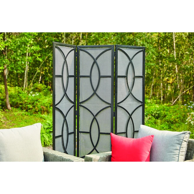 59 x 72-in Black and Grey Steel Folding Privacy Screen - photo 4