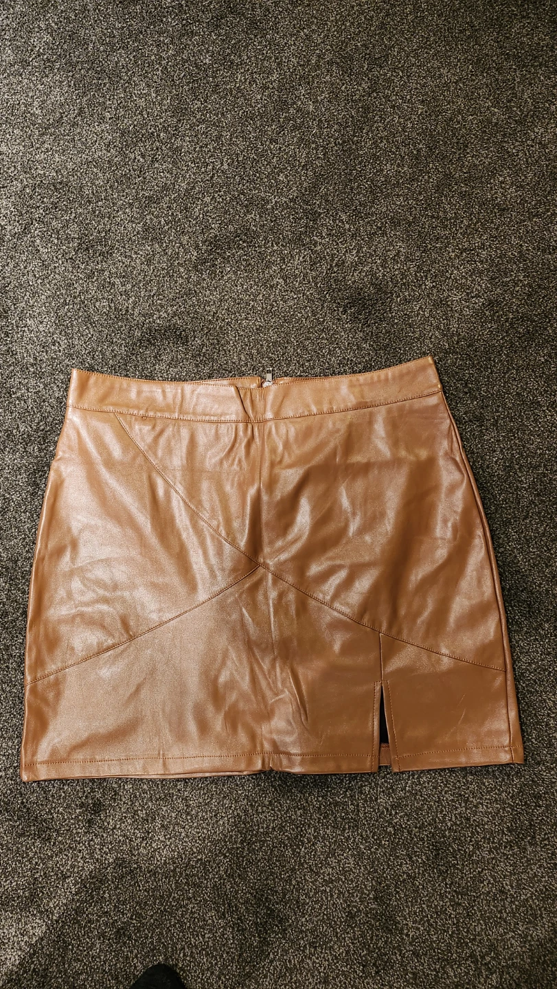 Brown Faux Leather Mini Skort