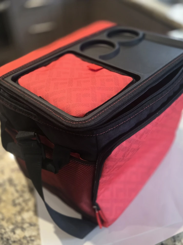 Red Cooler Bag with Cup Holders and Tray - photo 3