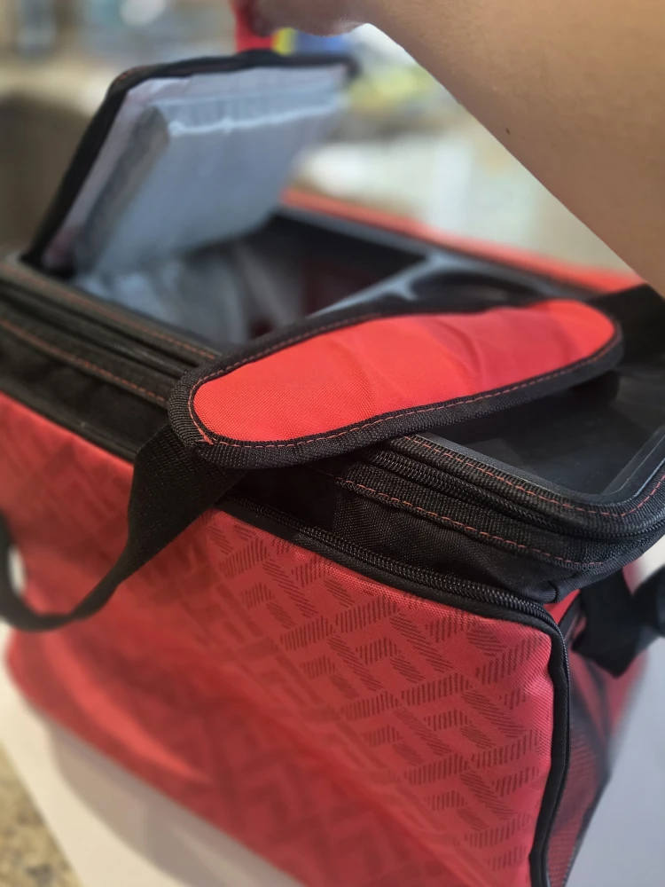 Red Cooler Bag with Cup Holders and Tray - photo 4