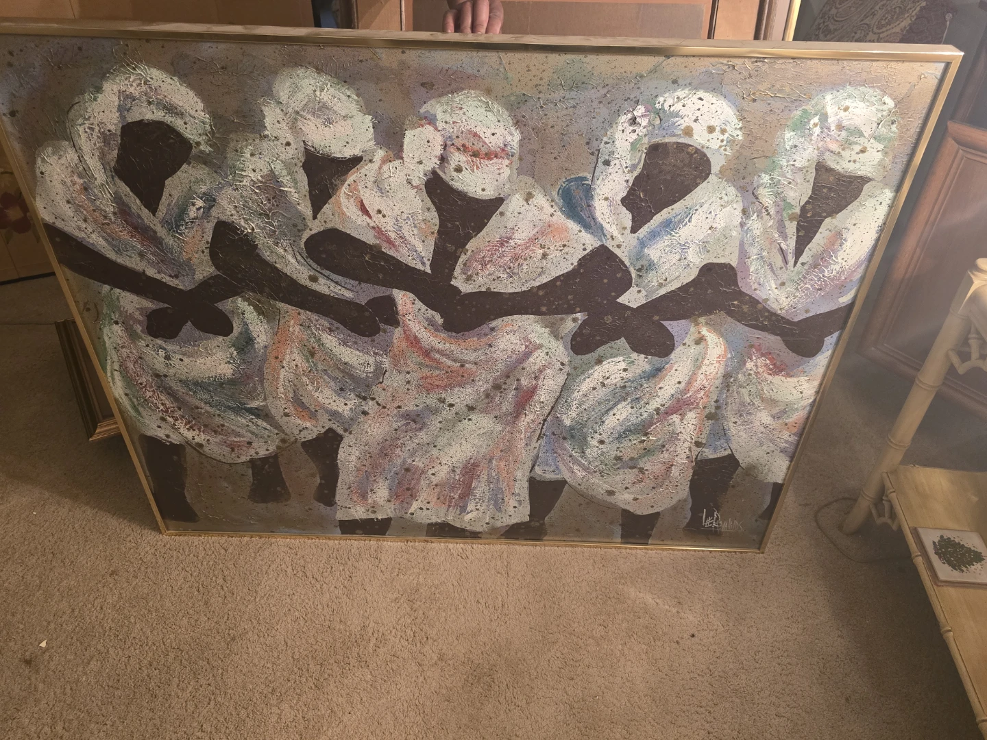 Vintage Painted Folding Screen Room Divider - photo 2