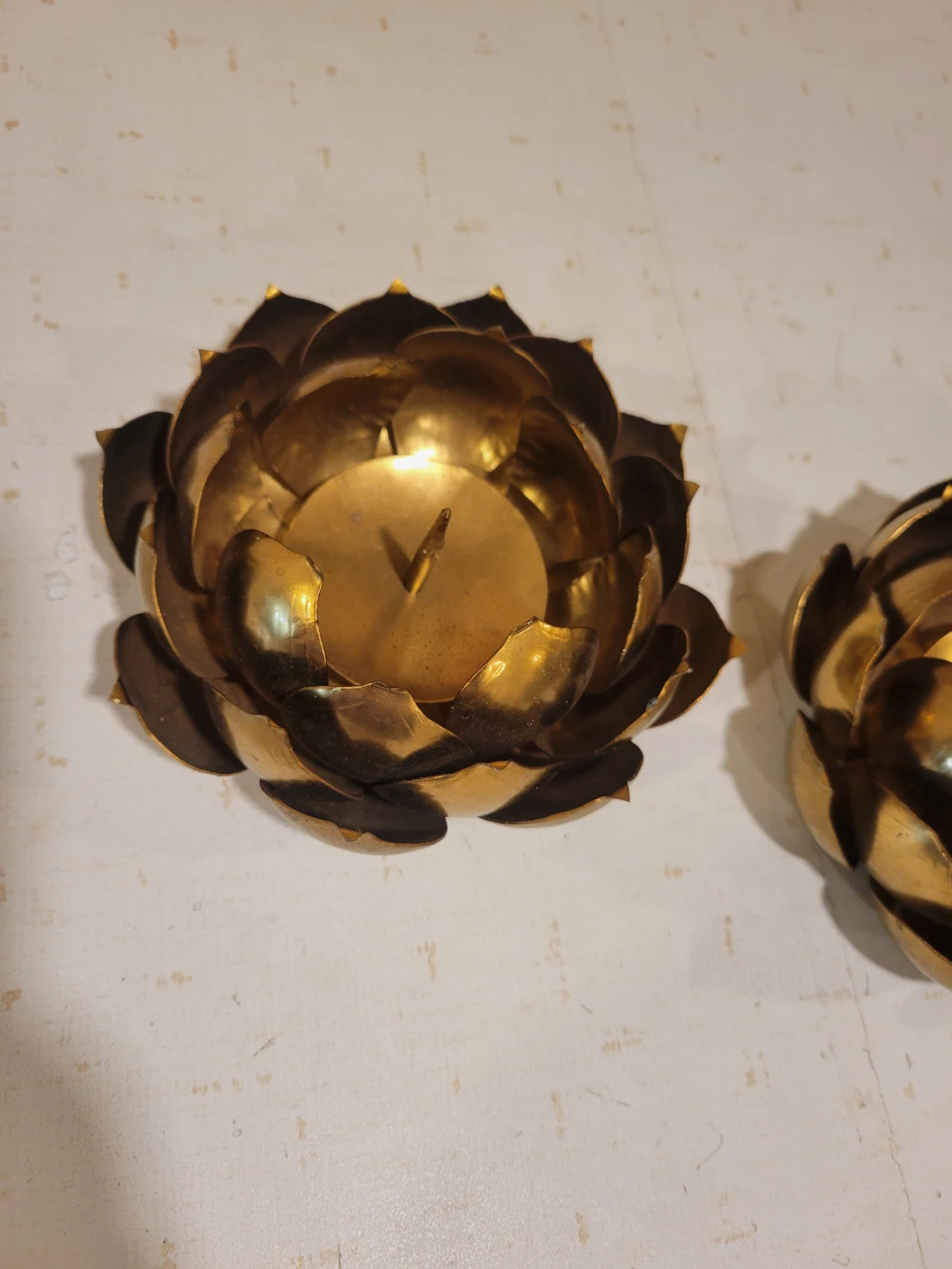 Mid Century Feldman Brass Lotus Flower Candle Holders - photo 2