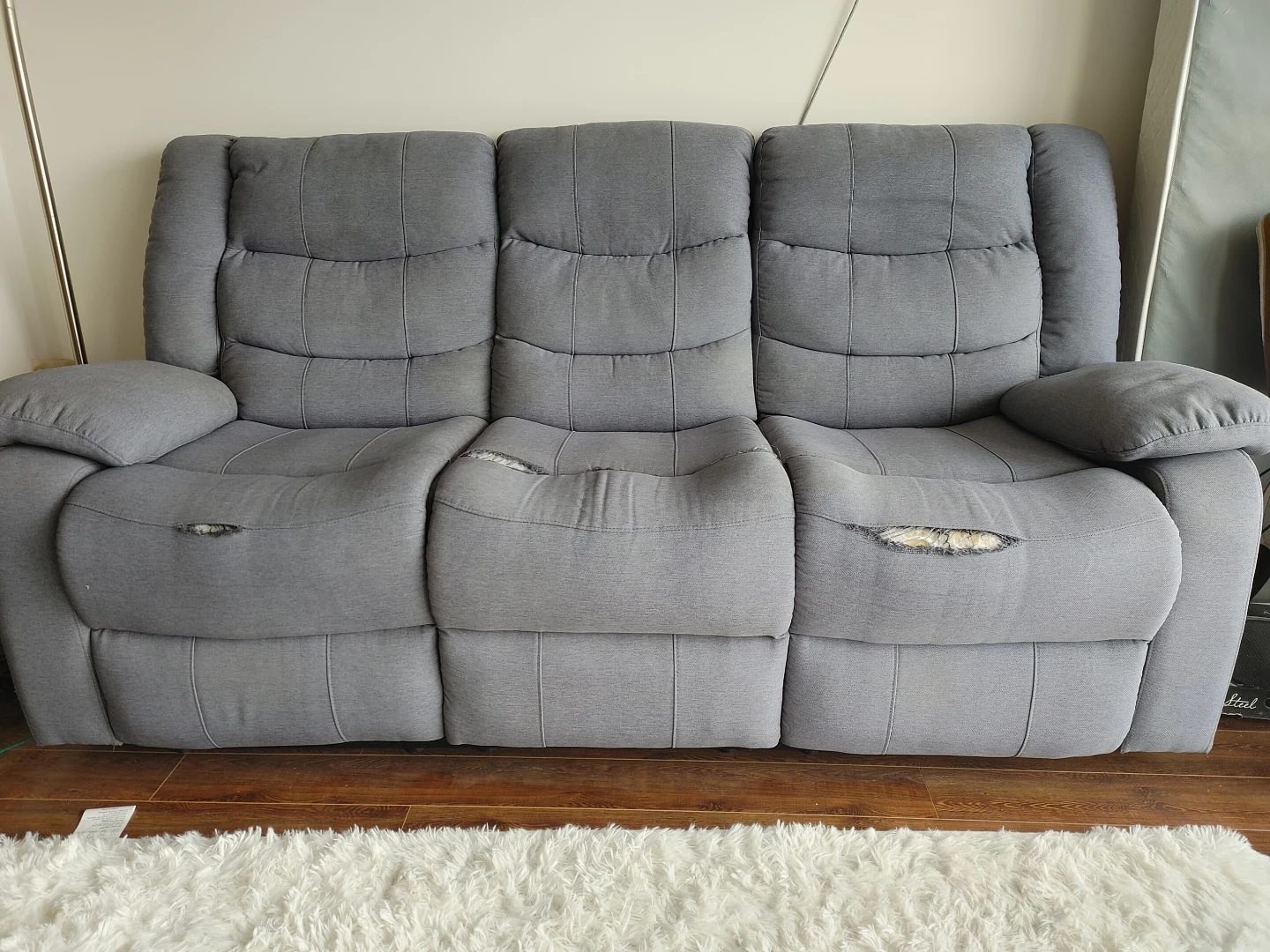 Grey 3-Seater Reclining Sofa with Console - photo 2