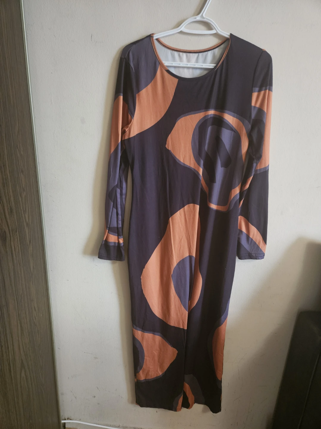 Long Sleeve Abstract Print Dress
