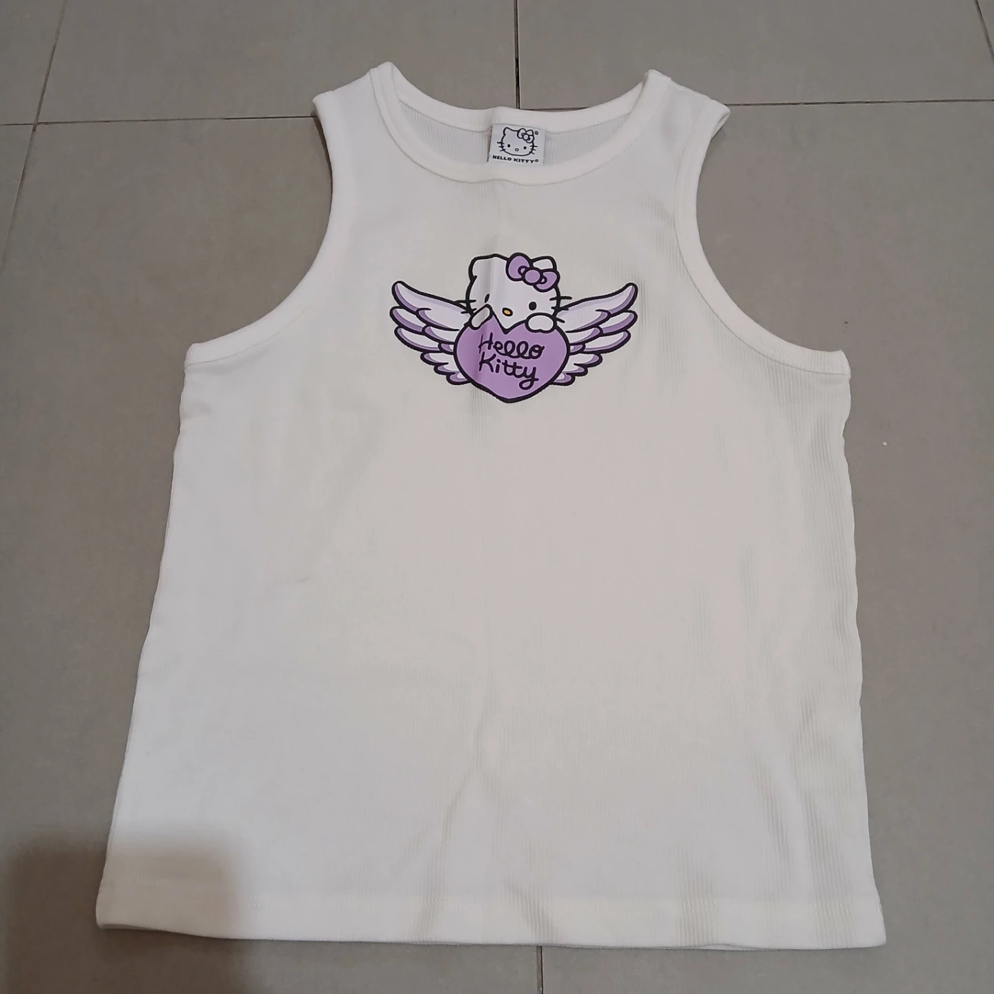 ⚽ Hello Kitty White Tank Top with Angel Wings Graphic