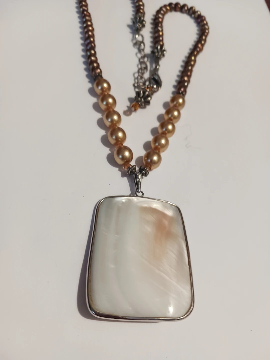 Sterling Silver 925 Freshwater Pearls w/ Mother of Pearl Pendant - photo 4