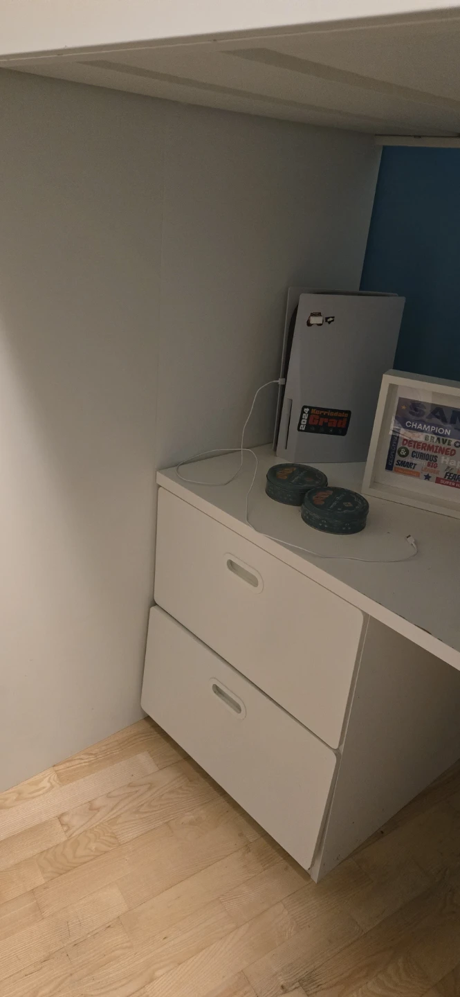 White Loft Bed with Desk and Shelves - photo 5